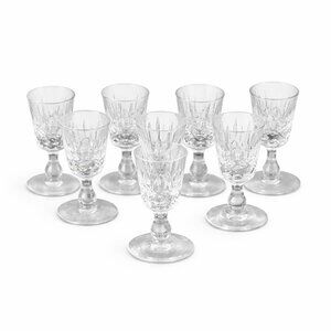 Set of 8 Vintage Cut Crystal Cordial Glasses | Mid Century Liqueur Barware